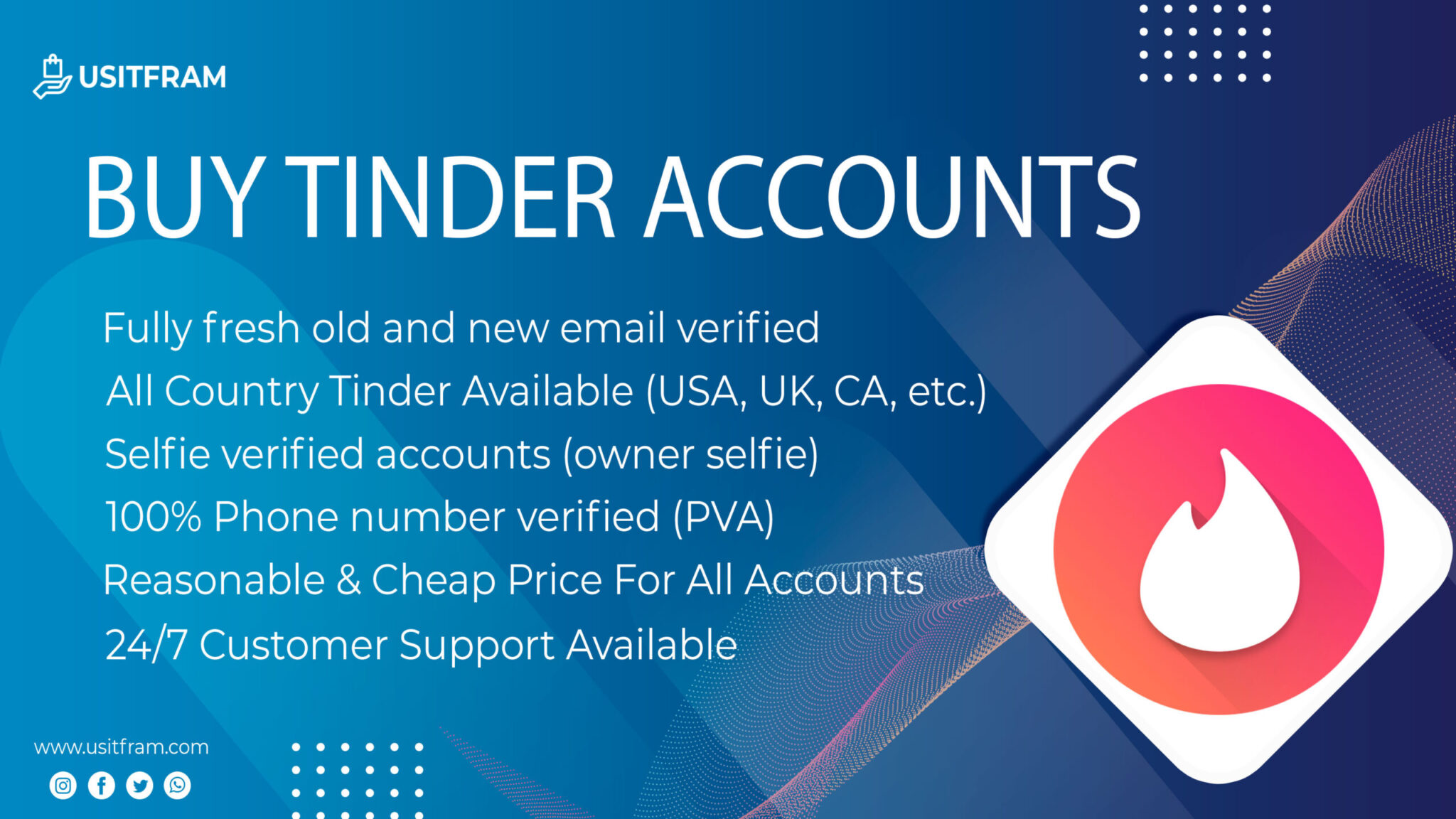 Buy Tinder Accounts - New/Old 100% Best Quality Accounts